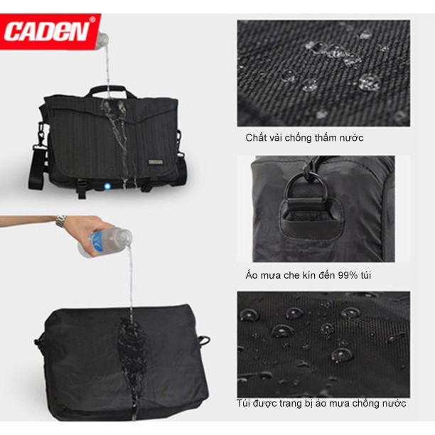 Túi máy ảnh Caden XL  - Thao tác lấy máy nhanh - Có ngăn đựng laptop