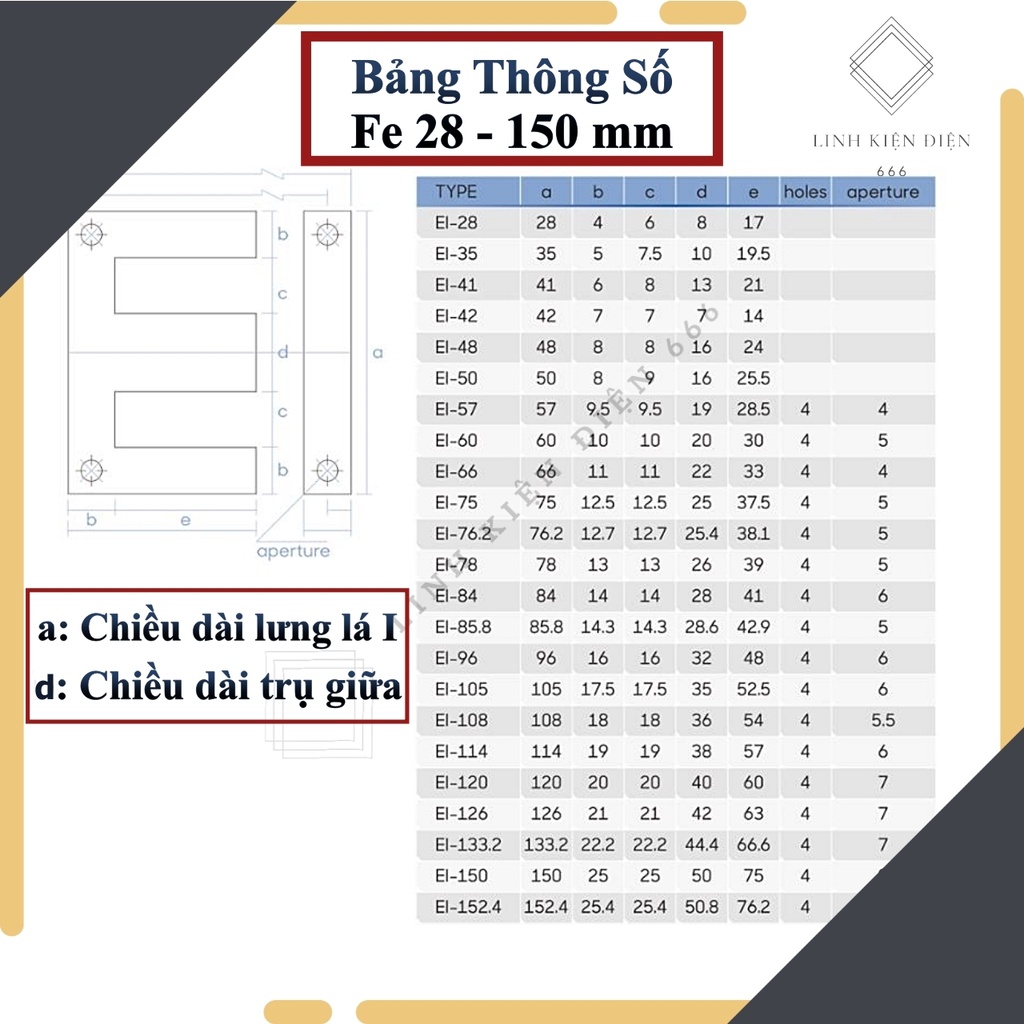 Fe Biến Áp EI 66 – 150 mm (EI 22 - 50 mm) Phe Biến Áp Quấn Biến Áp Quấn Kích Điện
