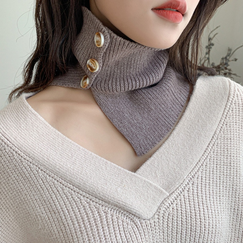 Cổ áo giả dệt kim màu trơn phong cách mùa đông vintage cho nữ