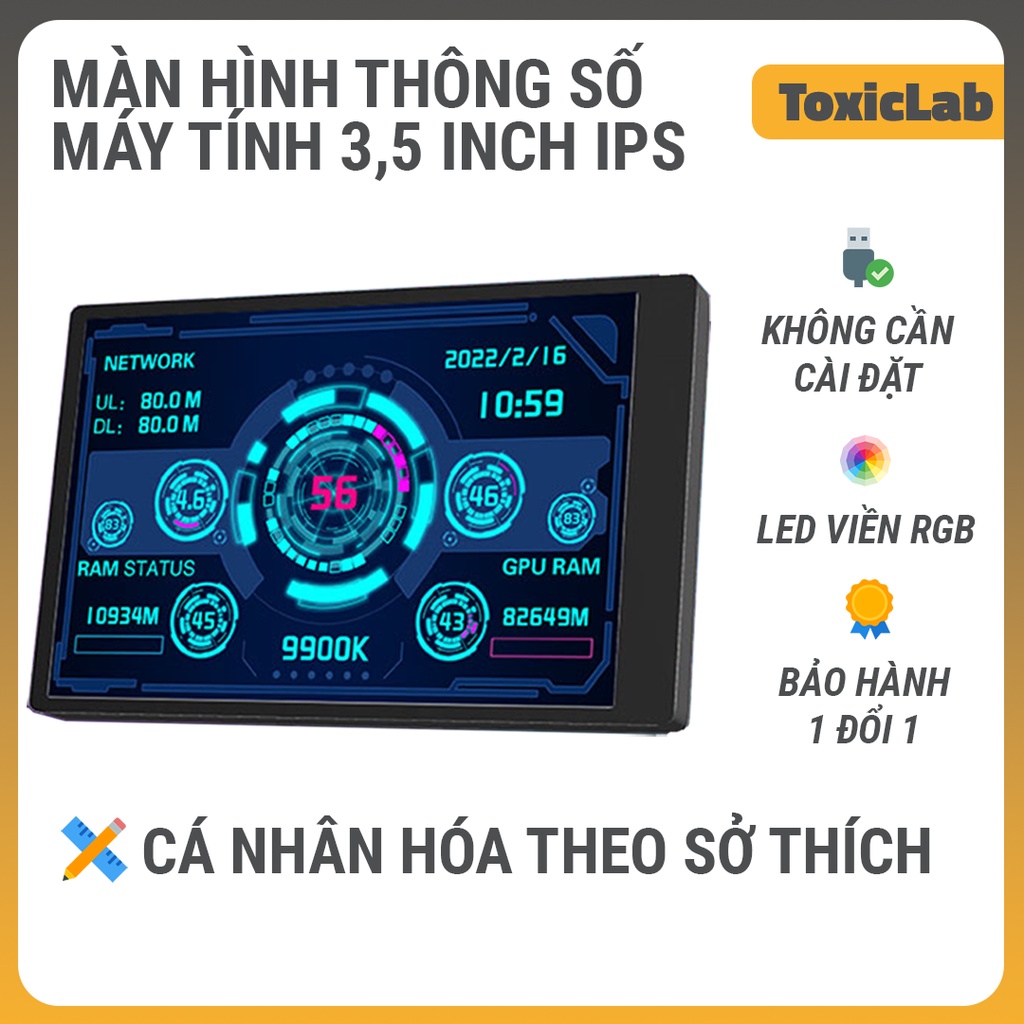 Màn hình thông số máy tính 3,5 inch IPS - Viền LED RGB - Cá nhân hóa theo sở thích