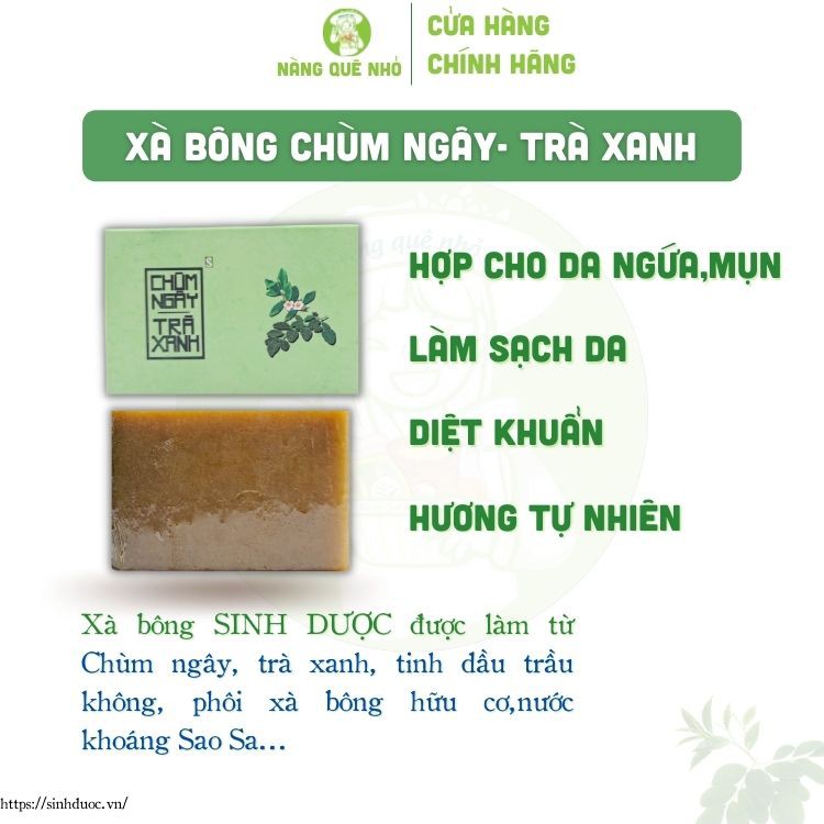 Xà Bông Chùm Ngây Trà Xanh Xà Bông Sinh Dược Ngừa Mụn Viêm Nang Lông Giảm Mẩn Ngứa 100gr