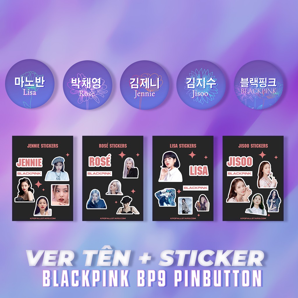 Set 4 Sticker Blackpick Và huy hiệu cài áo BlackPink BP9