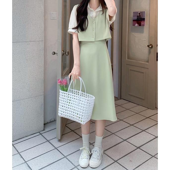 Xiaozhainv Đầm Dáng Dài Kiểu Hàn Quốc Thời Trang Mùa Hè Cho Nữ