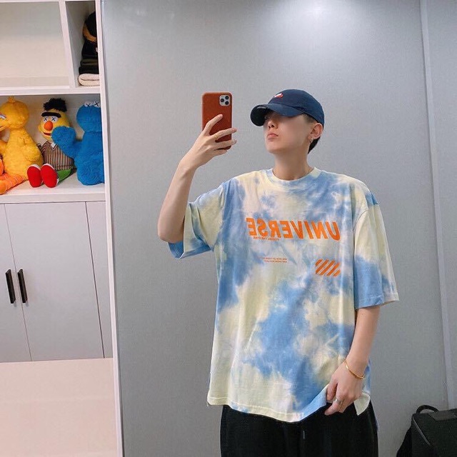 Áo thun tay lỡ unisex loang màu UNIVERSE