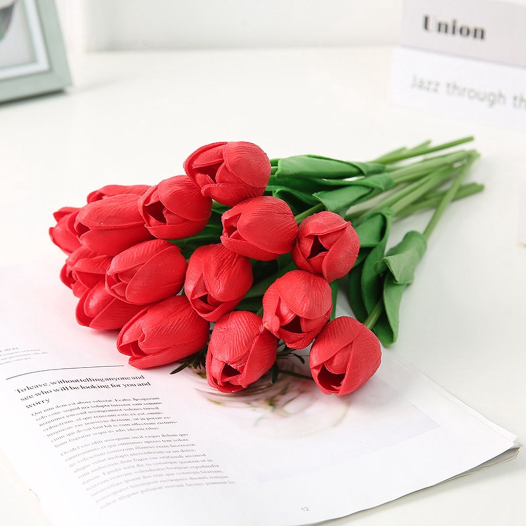 Set 5 Nhánh Hoa Tulip Nhân Tạo Nhiều Màu Tuyệt Đẹp Trang Trí Nhà