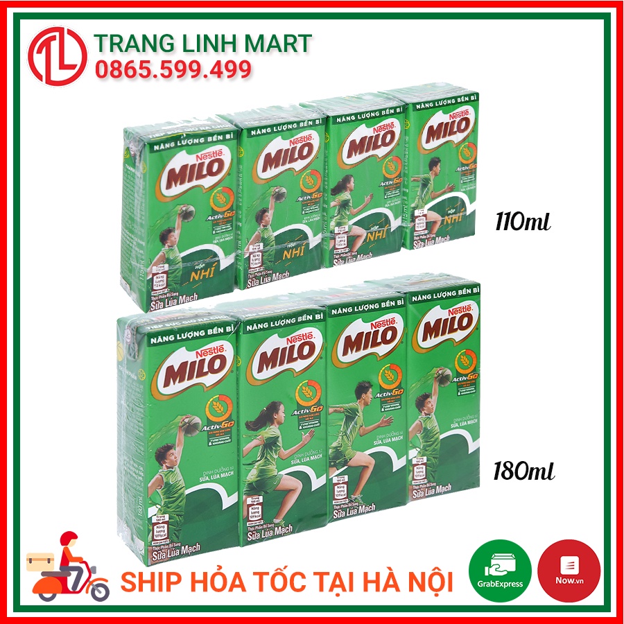 Thức uống lúa mạch Milo Active Go vỉ 4 hộp 110ml/ 180ml