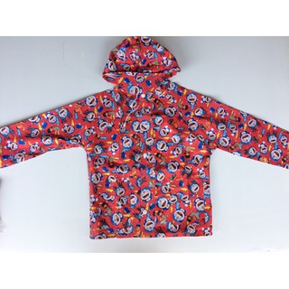 ÁO MƯA BỘ CHO BÉ - VẢI DÙ - DORAEMON MÀU ĐỎ