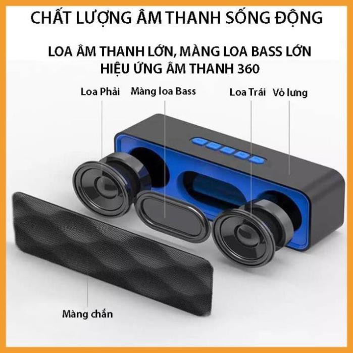 Loa Bluetooth nghe nhạc  không dây A2DP Vỏ Kim Loại, Bass Hay, Kết Nối Usb, Thẻ Nhớ Cổng 3.5