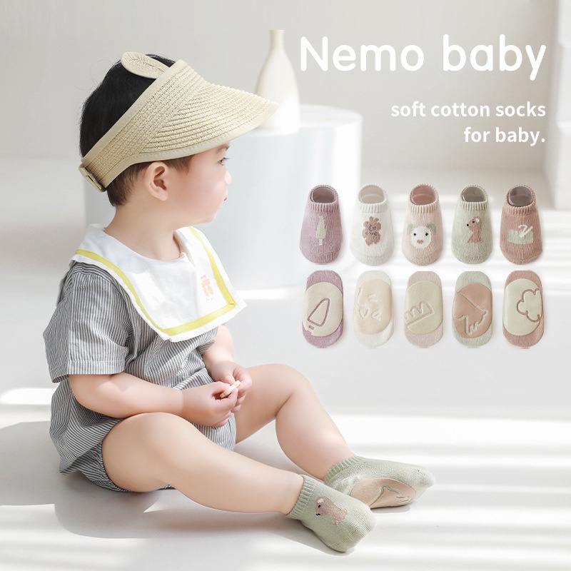 Vớ cotton Cổ Thuyền Ngắn Cách Nhiệt Thoáng Khí Chống Trượt In Họa Tiết Hoạt Hình Thời Trang Xuân Hè Cho Bé