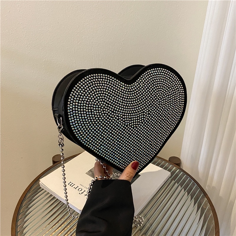 Túi Đeo Vai Hình Trái Tim Đính Đá Lấp Lánh Thời Trang Hàn Quốc 2022
