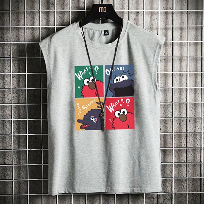 Áo Thun Ba Lỗ In Họa Tiết Hoạt Hình Graffiti Nhiều Màu Thời Trang Cho Nam Và Nữ