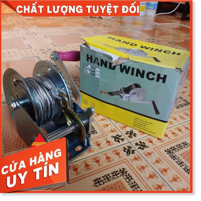 Tời Quay Tay 1200 LBS Tải Trọng 500 Kg Có Cáp Móc 10 Mét Liên Sơn