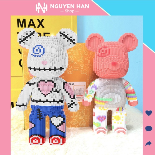 Bộ quà tặng mô hình lắp ghép lego đồ chơi xếp hình gấu bearbrick 33cm 46cm 55cm 73cm decor  (tặng bú