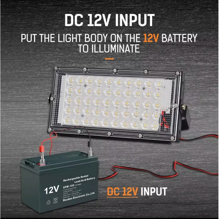 Đèn Pha Led Dc 12V 50W Ip66 Sáng Trắng