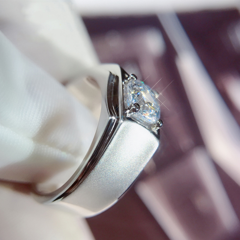 Nhẫn bạc 925 nam moissanite dát trái tim và mũi tên zircon đồ trang sức cưới thời trang