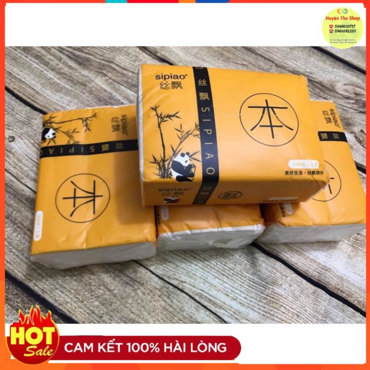 Combo 4 gói giấy ăn sợi tre Sipiao không tẩy trắng