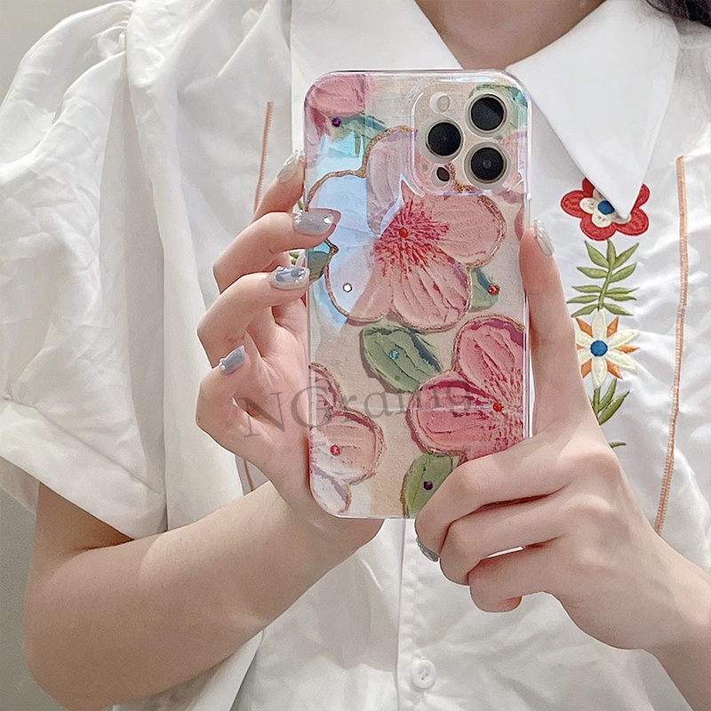 Mới Ốp Điện Thoại Silicon Mềm Họa Tiết Tranh Sơn Dầu Hình Hoa Cho iphone 13 13pro 12 11 pro xs max x