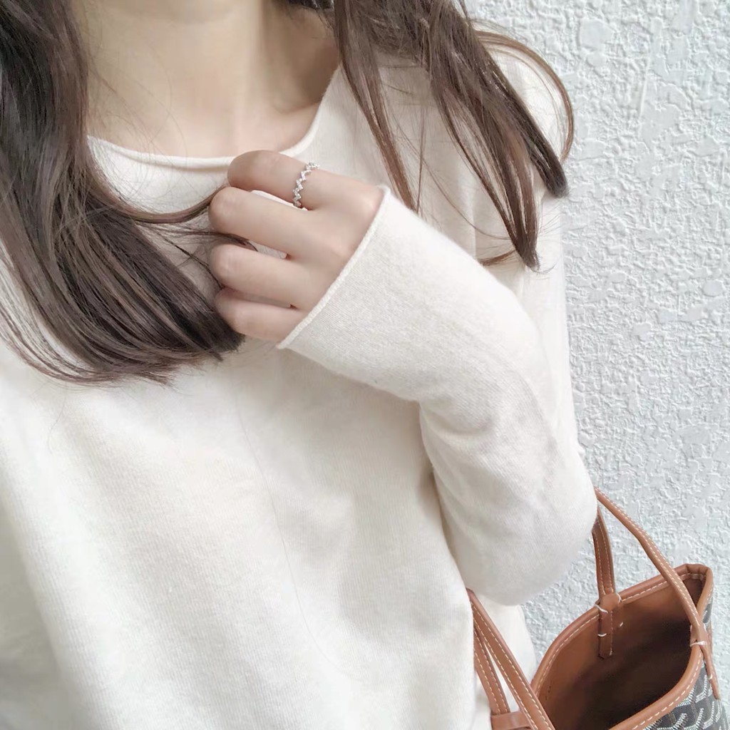 (ORDER) Áo len nữ dài tay mỏng mềm mại cổ tròn vintage Hàn Quốc nhẹ nhàng lên form đẹp