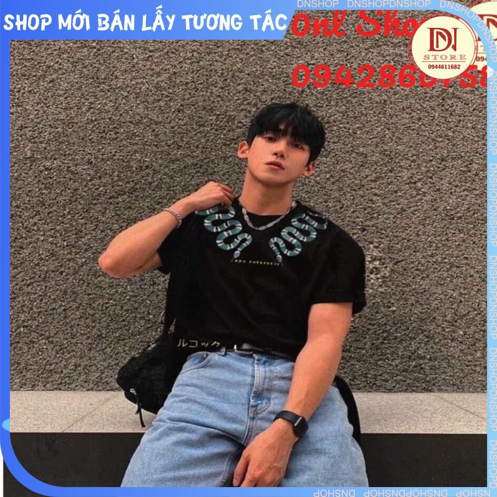 Áo thun cotton in rắn xanh trước cổ ,tay lỡ from rộng ,phông nam nữ unisex, basic phong cách trẻ hot trend