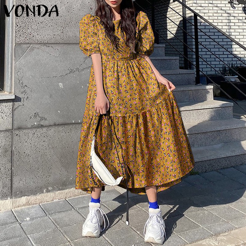 Đầm Vonda Tay Ngắn Hoạ Tiết Hoa Thiết Kế Dáng Rộng Thoải Mái | BigBuy360 - bigbuy360.vn