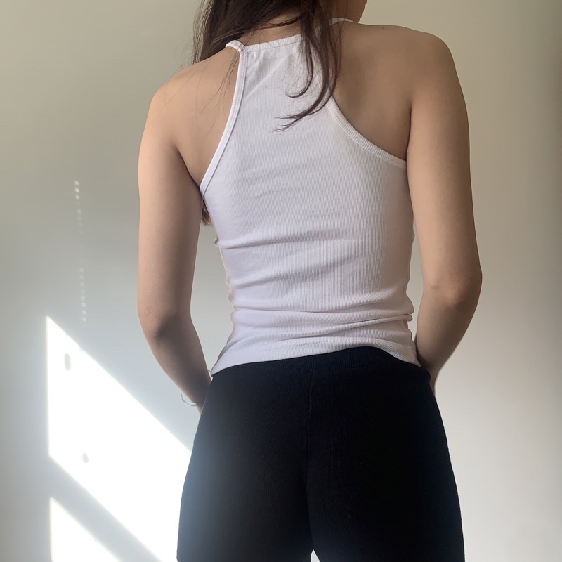 ADDSOMESUGAR Áo basic tanktop thun gân đen/ nâu/ xám/ trắng/ xanh/rêu
