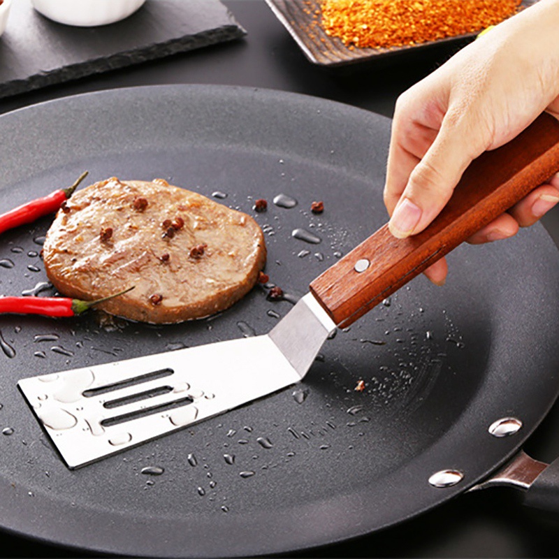 Bộ 2 Dụng Cụ Nấu Ăn Bằng Thép Không Gỉ Với Tay Cầm Gỗ Tiện Dụng Cho Nhà Bếp