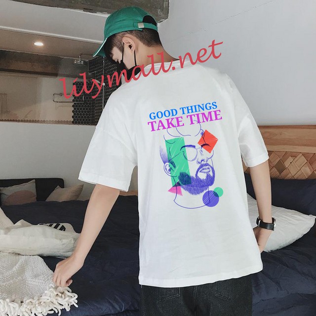 Áo thun - Tay lỡ - Good Things Take Time - Street Style - Unisex - LOG38 - Lilymall.net - 028