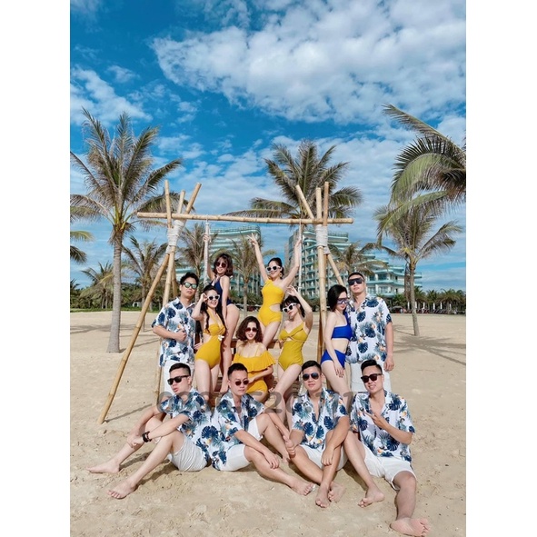 Áo Sơ Mi Hoạ Tiết Đi Biển, Áo Nhóm , Team Building,Giá Đình