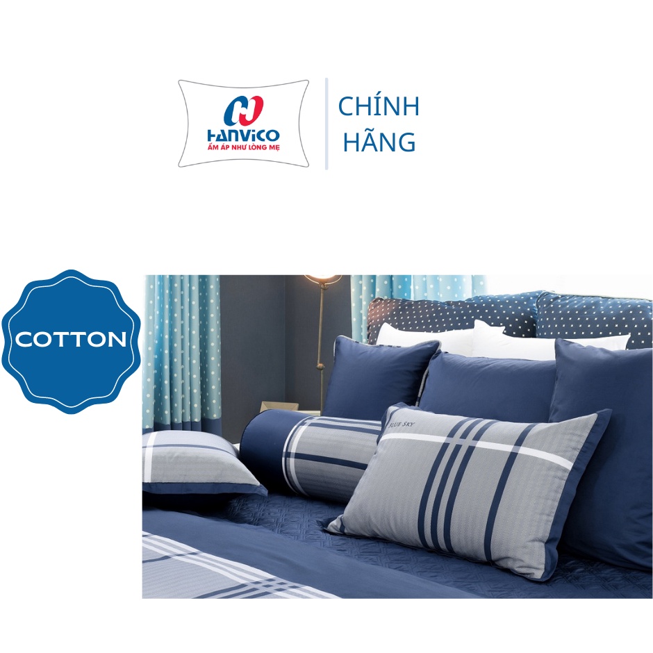 Bộ chăn ga gối Cotton Hanvico + Ga phủ hoặc Bọc chần, Chăn hè, Vỏ gối DL 163