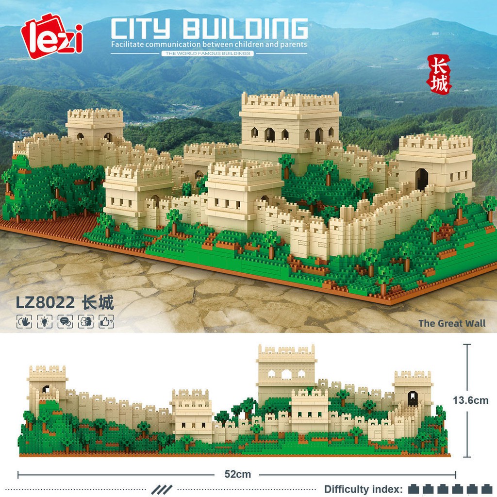 Tòa nhà Vạn Lý Trường Thành của Trung Quốc tương thích với các khối kim cương Lego và hạt siêu nhỏ, khó giải n