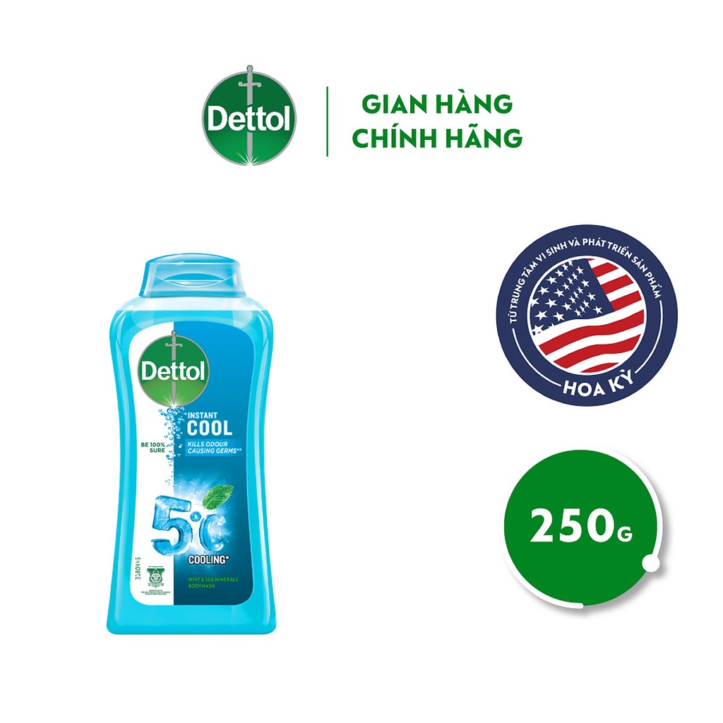 [Mã FMCGDET52 giảm 8% đơn 250k] Sữa tắm Dettol mát lạnh tức thì - chai 250g