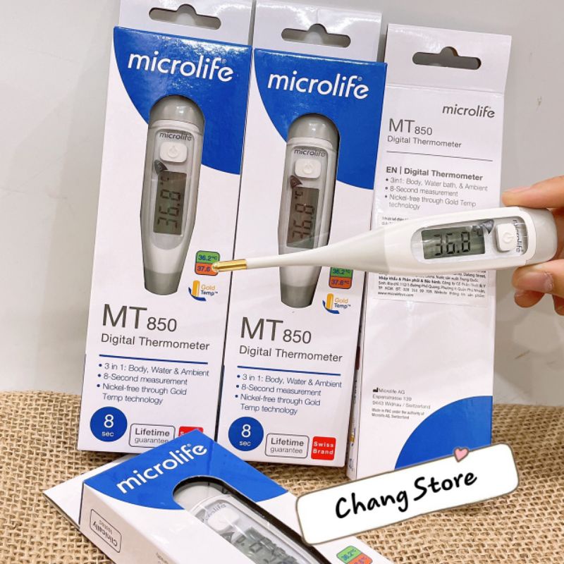 Nhiệt kế điện tử dạng bút Microlife Mt850 ( đo thân nhiệt, đo nước tắm,môi trường, báo sốt)