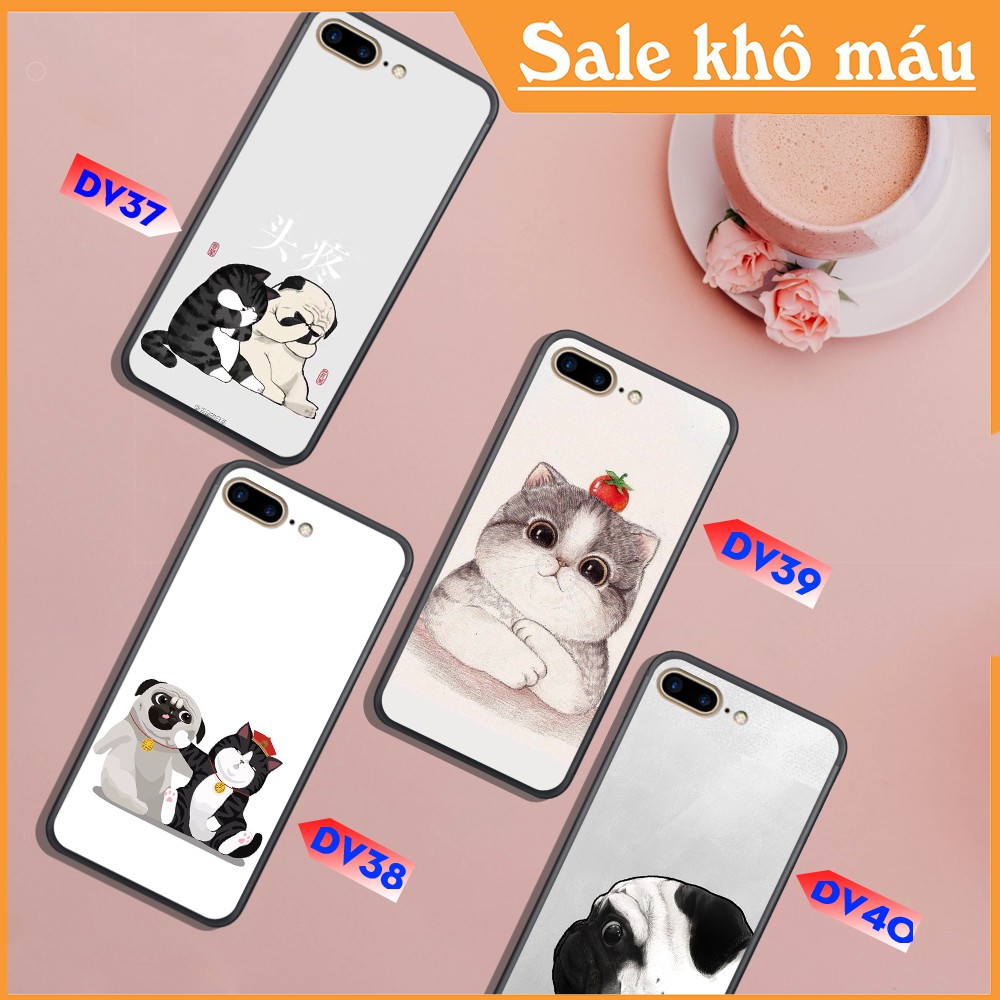 ỐP lưng điện thoại cho Iphone 7 plus - iphone 8 plus chất liệu UV in hình chó mèo cute