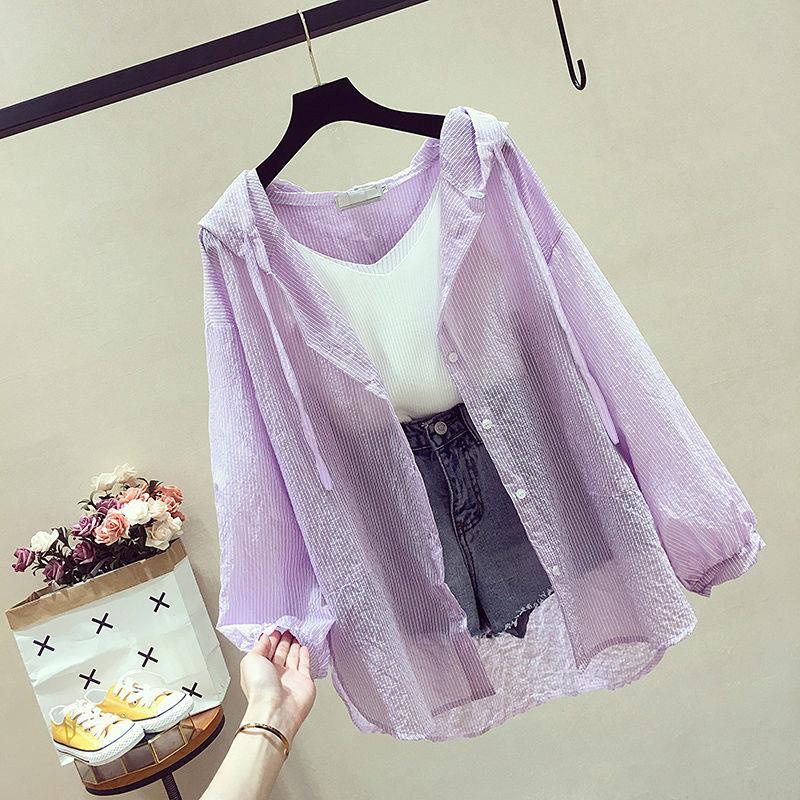 Áo Khoác Cardigan Dài Tay Siêu Mỏng Nhẹ Chống Tia Uv Có Mũ Trùm Thời Trang Đi Biển Mùa Hè Cho Nữ