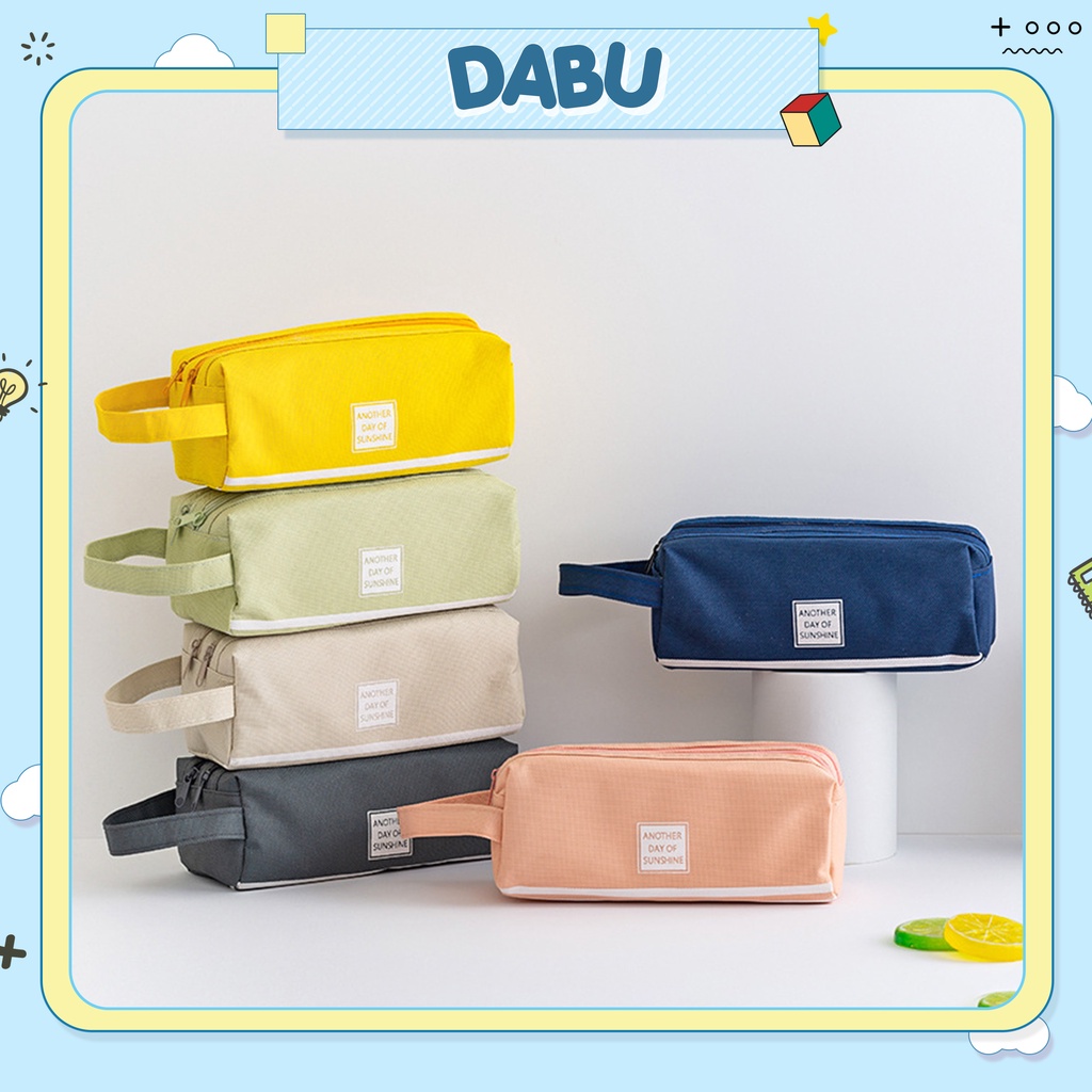 Hộp bút 2 ngăn DABU vải canvas đựng bút tiện lợi dễ thương