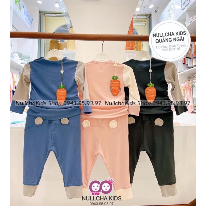 Bộ dài tay cài vai cho bé trai bé gái, Bộ quần áo dài tay petit Ualarogo ccho bé