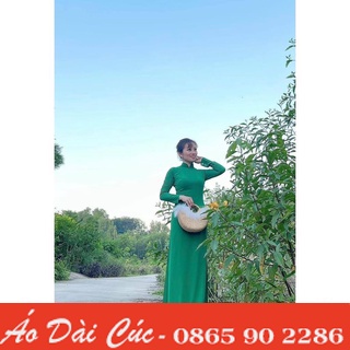 Áo dài truyền thống, màu xanh lá, lụa chiffon cao cấp, không nhăn, không xù - T09