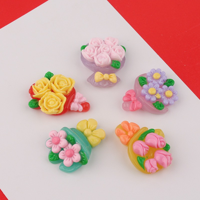 Charm (C536) slime/ Dụng Cụ Charm Trang Trí [Ko Keo &amp; Nút] Bó Hoa Nhiều Màu Sắc - Giá 1 cái