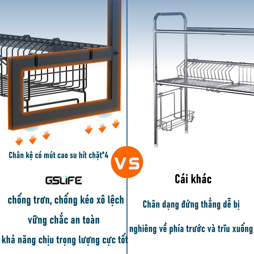 [HÀNG SẴN] GSlife Giá kệ chén bát 2 tầng sơn tĩnh điện siêu chắc chắn BẢN NÂNG CẤP 2021  kệ để đồ Nhà Bếp đa năng