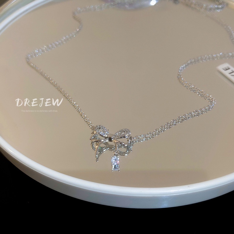 DREJEW Dây chuyền mặt hình bướm đính đá zircon phong cách thời trang đơn giản dễ phối đồ