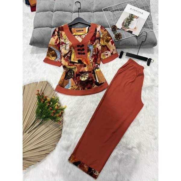 Bộ trung niên lụa mango mặc nhà cao cấp