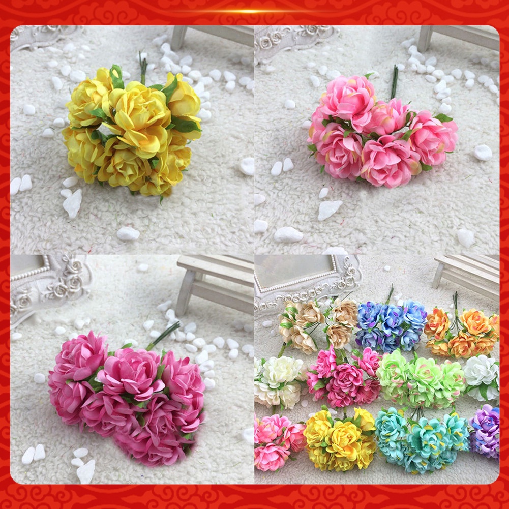 Set 6 Bông Hoa Giả Bằng Lụa Trang Trí Tiệc Cưới