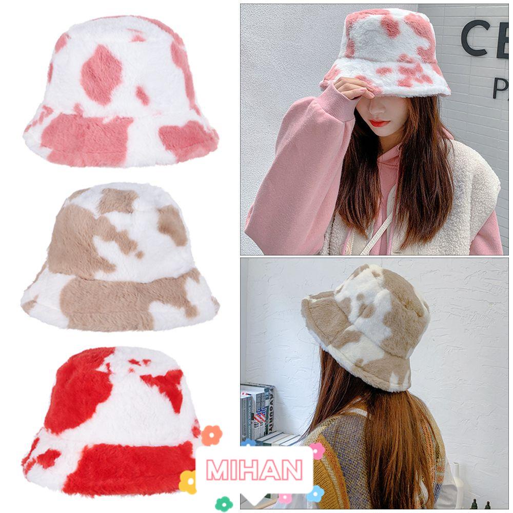 Mũ Bucket Chất Liệu Lông Giả Mềm Mại Ấm Áp MIHAN1