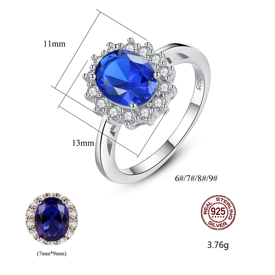 Nhẫn Bạc Nữ Cao Cấp Hình Hoa Đính Đá Màu Xanh Dương Dành Riêng Cho Nữ N2415 - Bảo Ngọc Jewelry