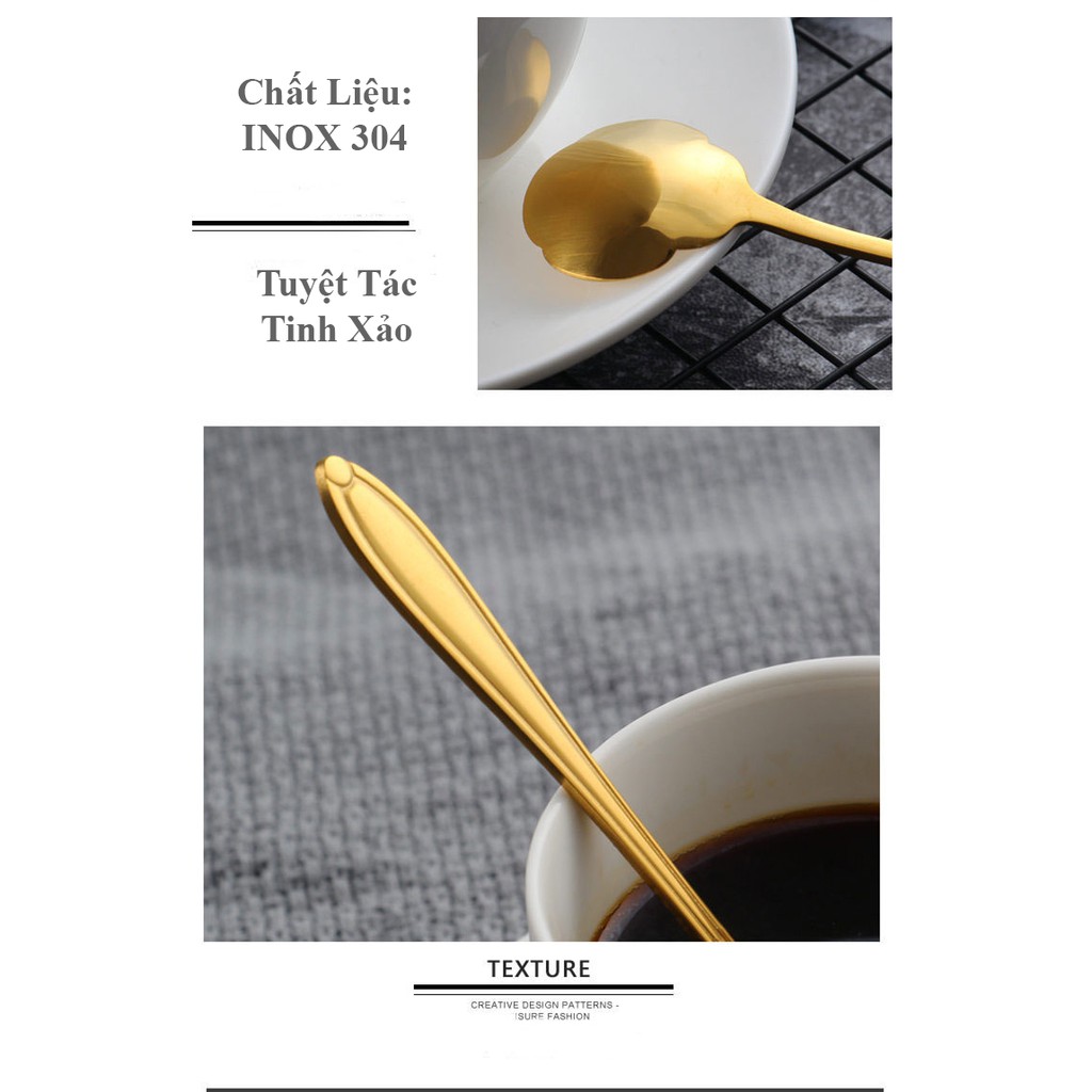 Muỗng Cà Phê Đầu Bông Hoa Bằng Thép Không Rỉ Chất Lượng Phong Cách Độc Lạ