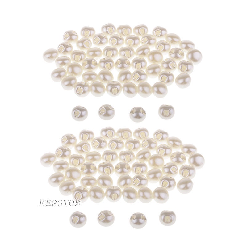 [Kesoto2] 50x 10mm Nút Ngọc Trai Lớn May Vá Thủ Công