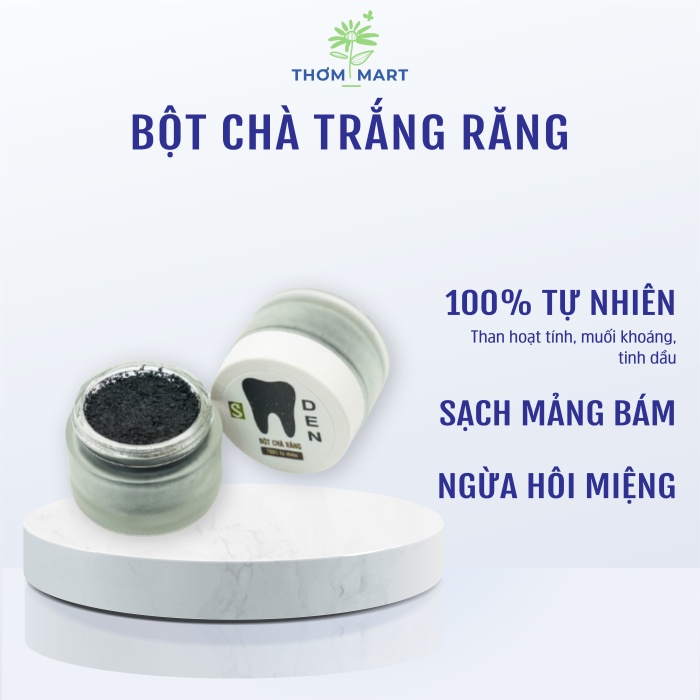 Than hoạt tính đánh răng Sinh Dược bột chà trắng răng DEN với than hoạt tính, muối khoáng và trầu không ngừa hôi miệng