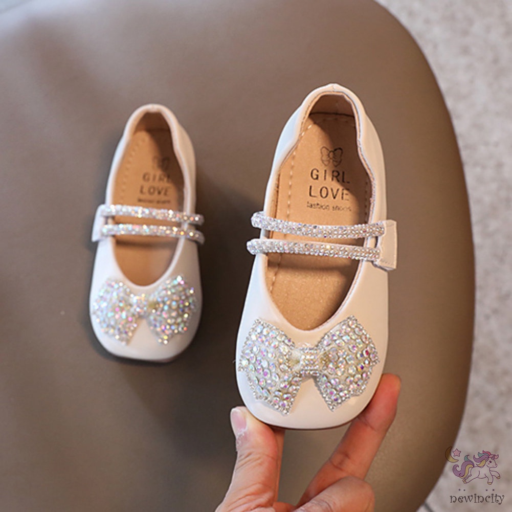 Giày Búp Bê Đính Nơ Lấp Lánh Cho Bé Gái