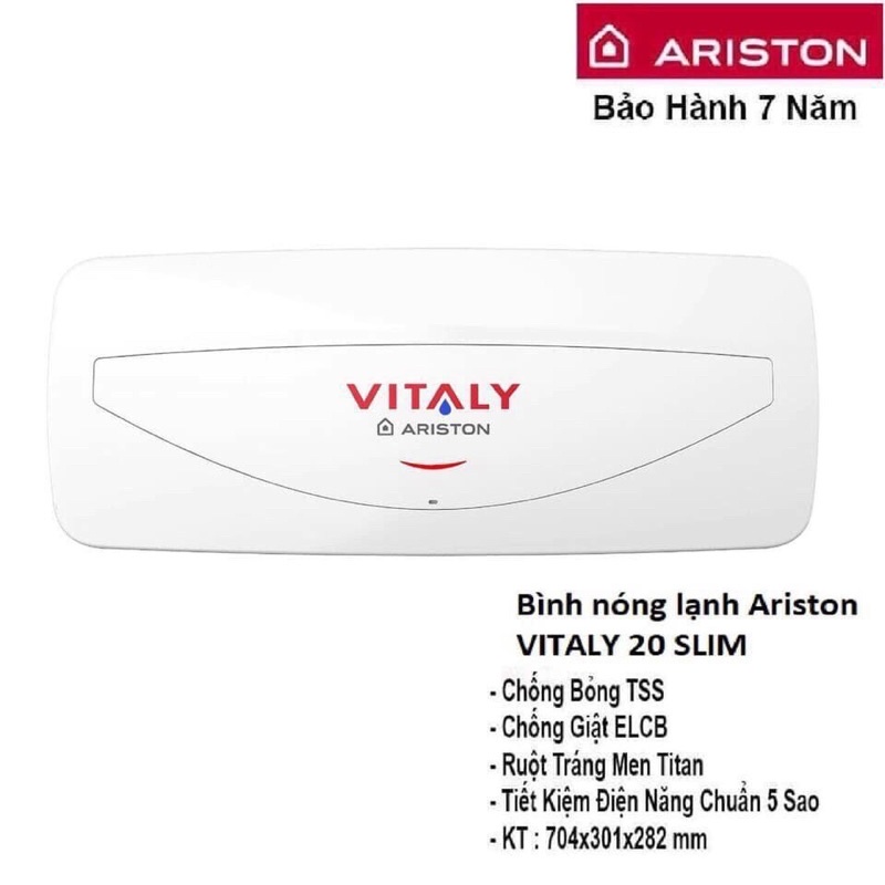 Bình Nóng Lạnh Gián Tiếp Ariston Slim 20L Ngang Vitaly Hàng Chính Hãng