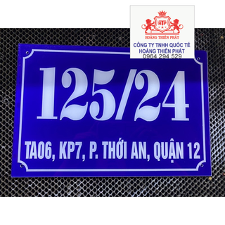 Bảng số nhà xanh trắng mica